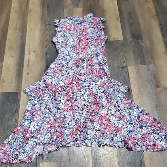 Parker silk asymmetric hem ruffle tiered sleeveless dress - Picture 7 of 8